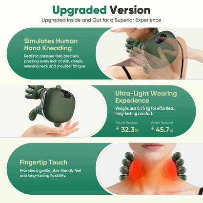 Electric 3D Kneading Neck & Shoulder Massager, Heat, Wireless, Portable, Deep Tissue Pain Relief (2026 Upgrade)