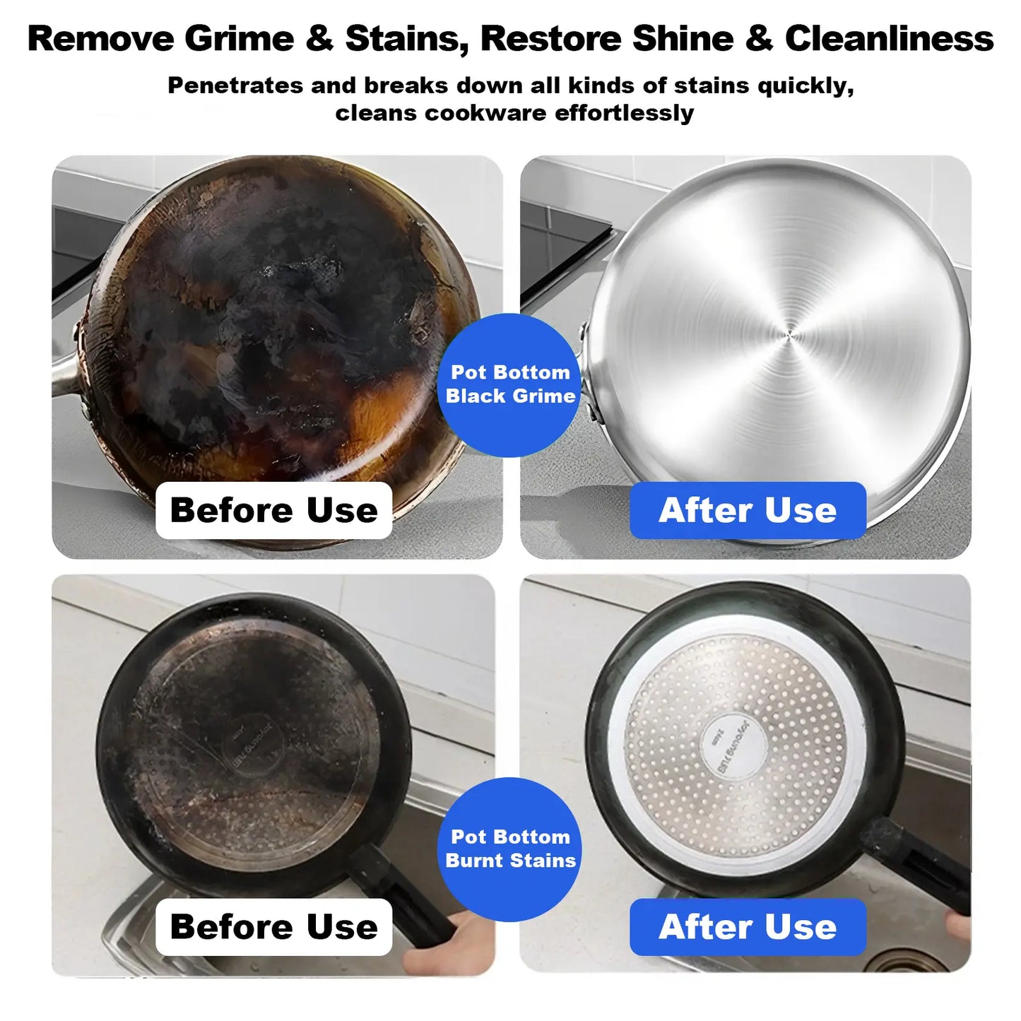 Pot Bottom Black Stain Remover Seaweed Mud Mask Stain Remover Stainless Steel Stain Remover Kitchen Heavy Grease Remover Powerful Grease and Grime Cleaner Blackened Residue Remover